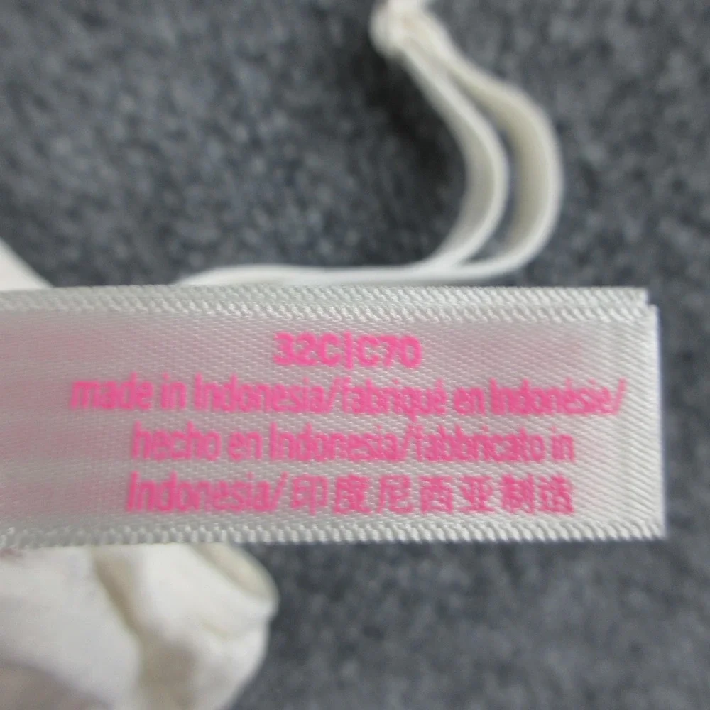 PINK Wear Everywhere Bra Womens 32C White Lightly Lined Lace T Shirt Everyday